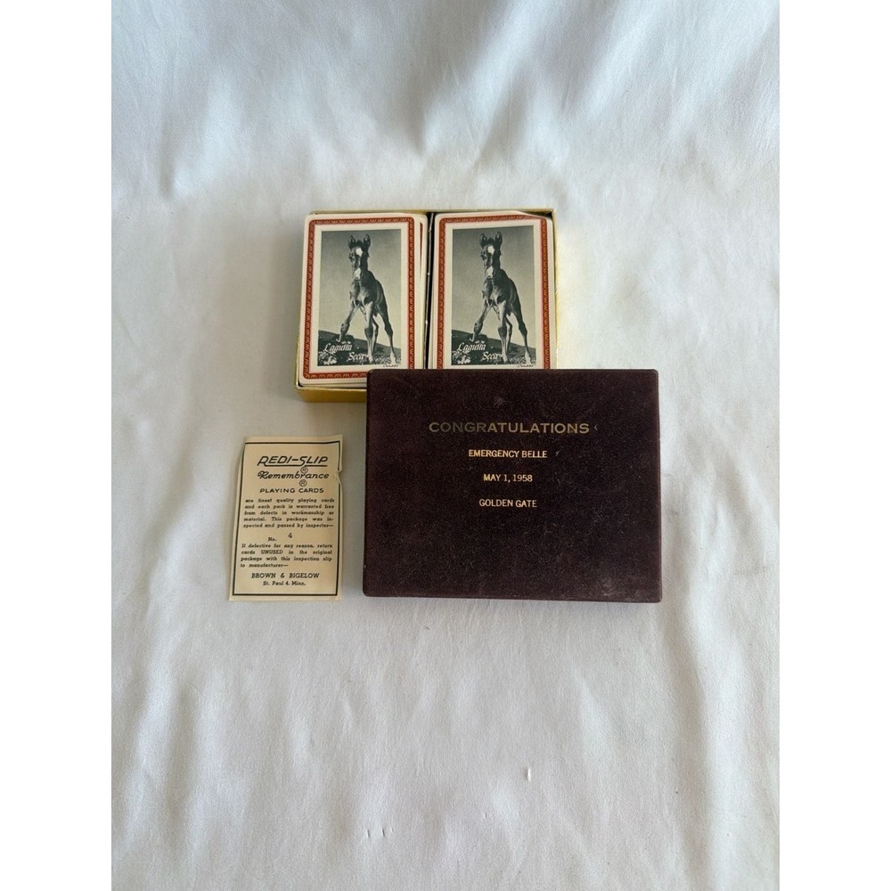 Vintage 1958 Brown & Bigelow Redi-Slip Remembrance Horse-Themed Double Deck Play